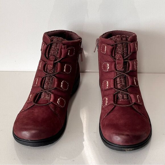 Clarks Collection Carleigh Jade Leather & Knit Ankle Boots - Picture 3 of 5